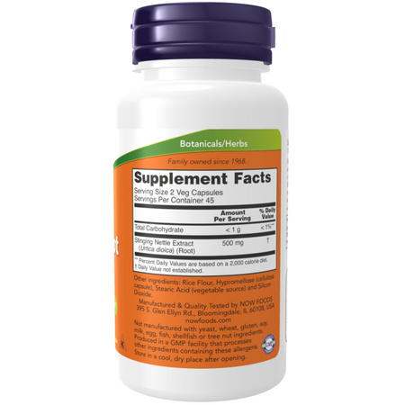 Now Foods Kopřiva (Nettle) 250 mg Extract 90 kapslí