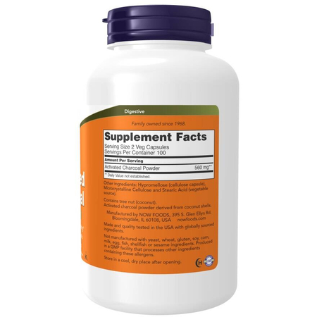 Now Foods Aktivní Uhlí 200 veg kapslí