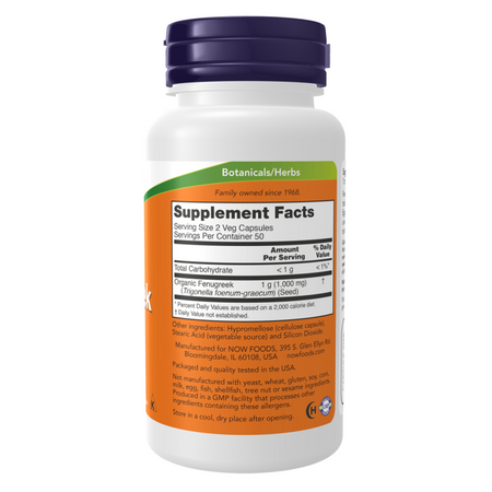Now Foods Pískavice Řecké Seno (Fenugreek) 500 mg 100 kapslí
