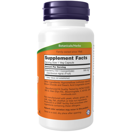 Now Foods Elderberry 500 mg 120 kapslí