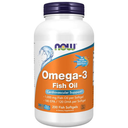 Now Foods Omega-3 Fish Oil (Fish Gelatin) 200 kapslí