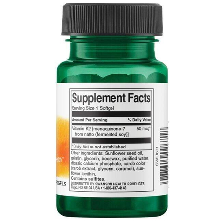 Swanson Vitamín K2 MK7 50 mcg 30 kapslí