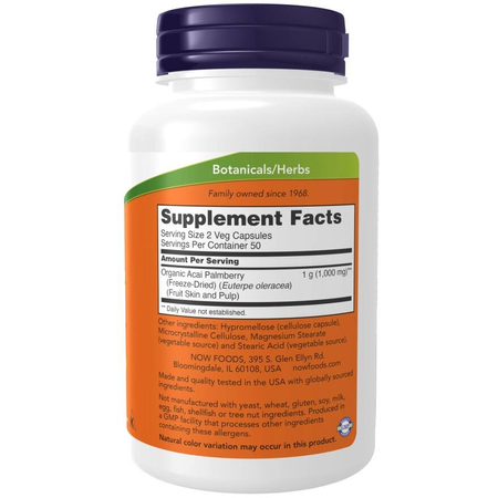 Now Foods Acai 500 mg 100 kapslí