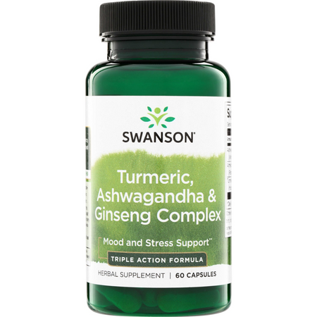 Swanson Turmeric, Ashwagandha a Ginseng Complex 60 kapslí