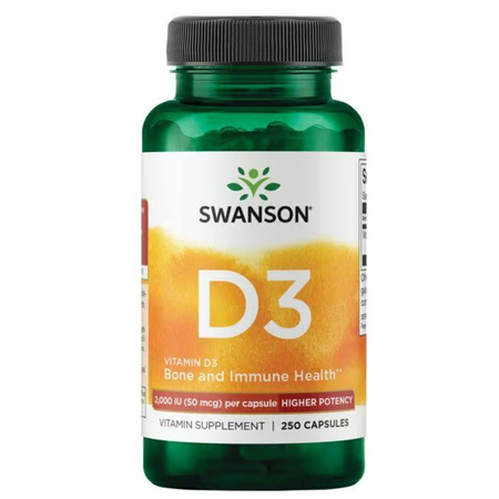 Swanson Vitamín D3 2000 IU Cholekalciferol 250 kapslí