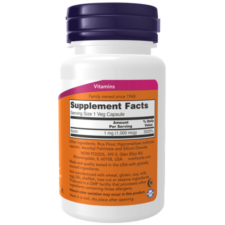 Now Foods Biotin 1000 mcg 100 kapslí