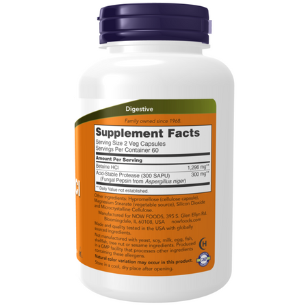 Now Foods Betaine HCl 648 mg 120 veg kapslí