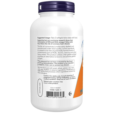 Now Foods Omega-3 Fish Oil (Fish Gelatin) 200 kapslí