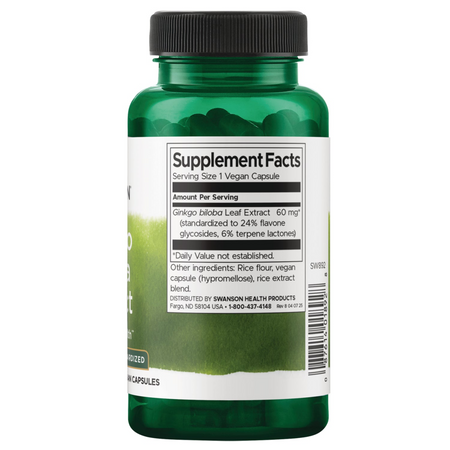 Swanson Jinan Dvoulaločný (Ginkgo biloba) Extrakt 60 mg 120 kapslí
