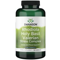 Swanson Rhodiola, Holy Basil a Valerian Stress Complex 180 kapslí