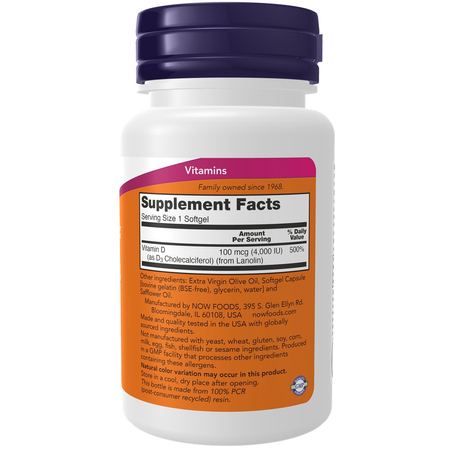 Now Foods Vitamín D3 4000 iu 240 kapslí