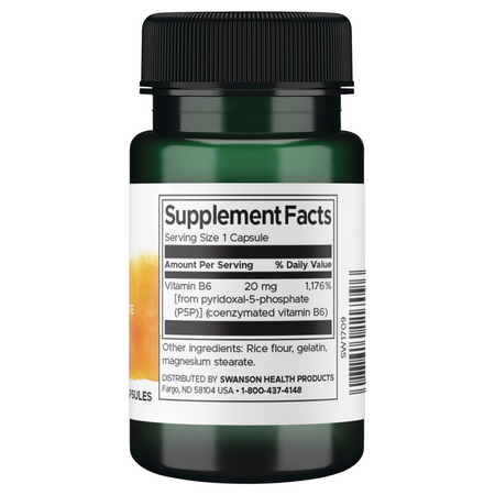 Swanson Vitamín B6 P-5-P 20 mg 60 kapslí