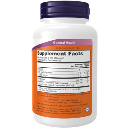 Now Foods Mannose Cranberry 90 kapslí