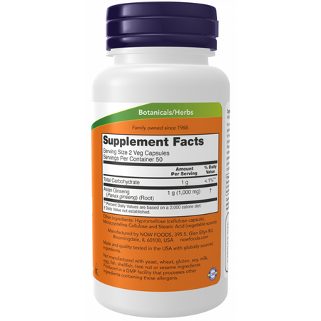 Now Foods Panax Ginseng 500 mg 250 kapslí