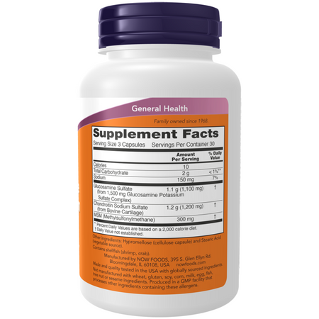 Now Foods Glukosamin, Chondroitin a MSM 90 veg kapslí