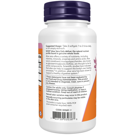 Now Foods Aloe Vera 10000 mg Gels 100 kapslí
