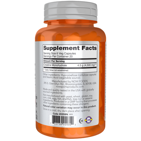 Now Foods Creatine Monohydrate 750 mg 120 kapslí