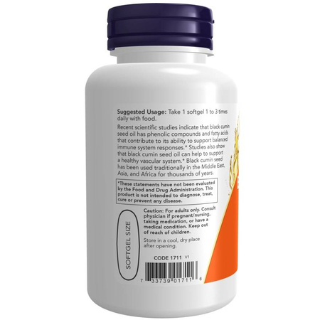 Now Foods Black Cumin Seed Oil 1000 mg 60 kapslí