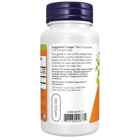 Now Foods Pískavice Řecké Seno (Fenugreek) 500 mg 100 kapslí