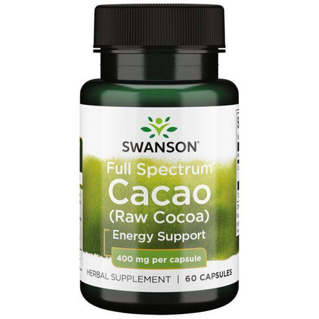 Swanson Cacao (Syrové Kakao) 400 mg 60 kapslí