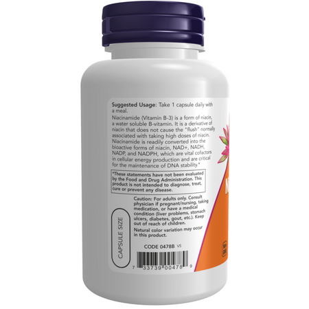 Now Foods Niacin (Niacinamide) 500 mg 100 kapslí
