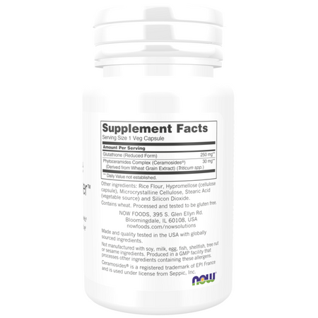 Now Foods Glutathione Skin Brightener + Ceramosides 30 veg kapslí