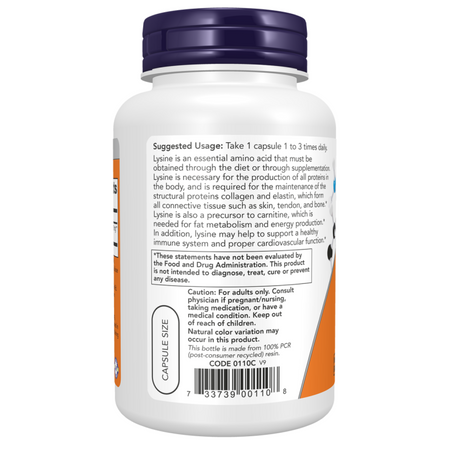 Now Foods L-Lysine 500 mg 250 veg kapsli