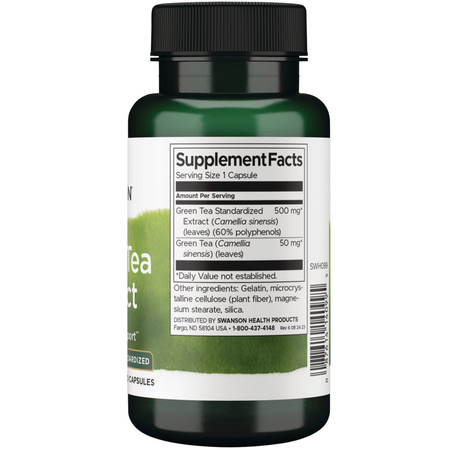 Swanson Zelený čaj (Green Tea) Extract 500 mg 60 kapslí
