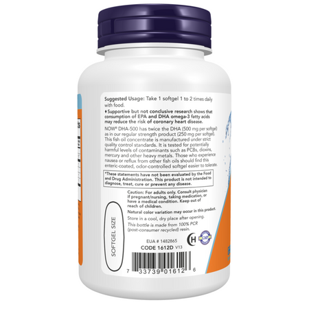 Now Foods DHA-500 Fish Oil Double Strength 90 kapslí