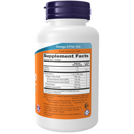 Now Foods Krill 1000, Double Strength 1000 mg 60 kapslí