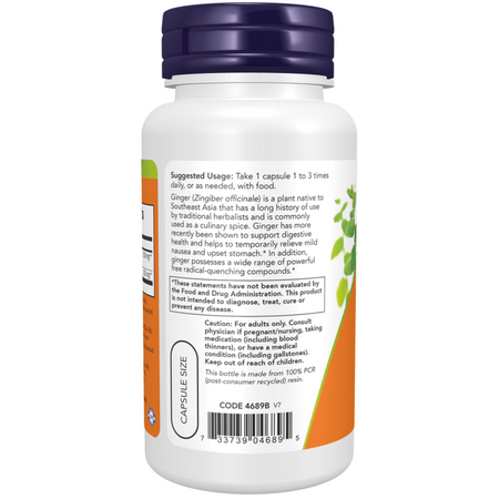 Now Foods Zázvor (Ginger) Extract 250 mg 90 kapslí