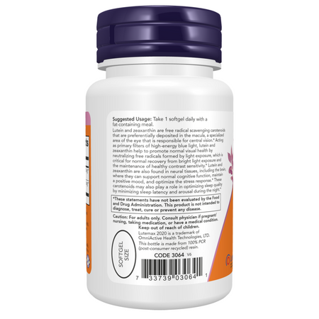Now Foods Lutein 25 mg Zeaxantin 5 mg 60 kapslí
