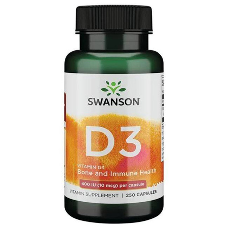 Swanson Vitamín D3 400 iu Cholekalciferol 250 kapslí