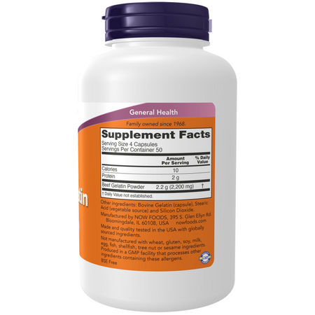 Now Foods Beef Gelatin 550 mg 200 kapslí