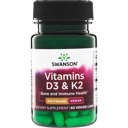 Swanson Vitamín D3 2000 iu + K2 MK7 75 mcg 60 veg kapslí