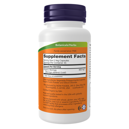 Now Foods Moringa Leaf 400 mg 60 kapslí