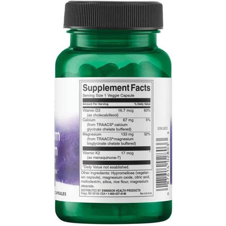 Swanson Albion Chelát Hořčíku + Vápníku s D3 a K2 90 kapslí