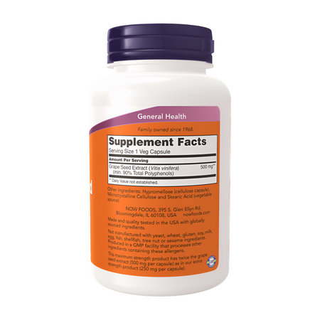 Now Foods Grape Seed Extract 500 mg Maximum Strength 90 veg kapslí