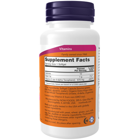 Now Foods Vitamin E-1000 50 kapslí