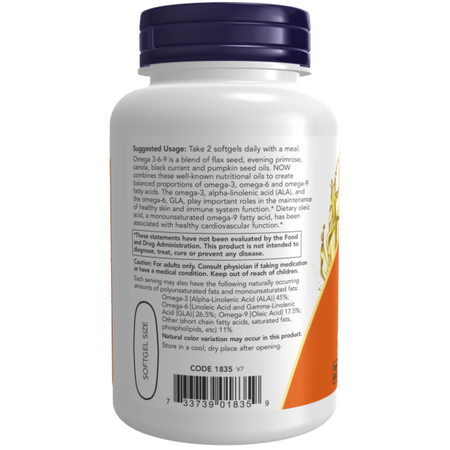 Now Foods Omega 3-6-9 1000 mg 100 kapslí