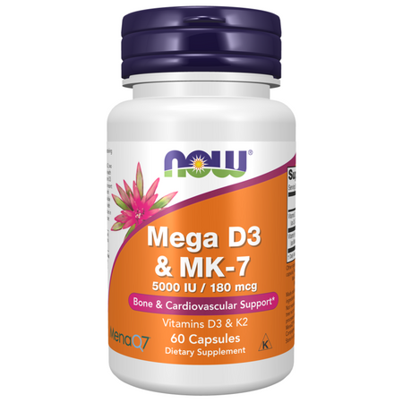 Now Foods Mega D-3 5000 iu MK-7 180 mcg 60 veg kapslí