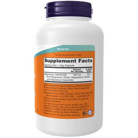Now Foods Magnesium 400 mg 180 kapslí