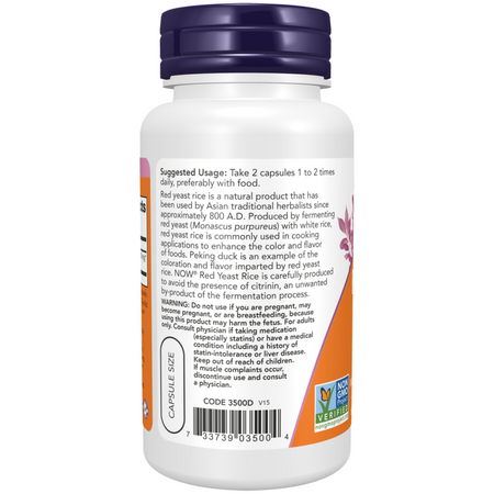 Now Foods Červená Rýže (Red Yeast Rice) 600 mg 120 kapslí