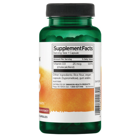 Swanson Vitamín D3 1000 iu Cholekalciferol 250 kapslí
