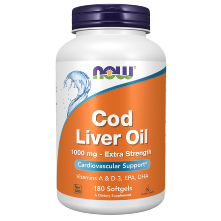 Now Foods Cod Liver Oil 1000 mg Extra Strength 180 kapslí