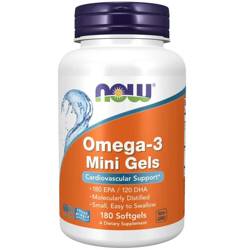 Now Foods Omega-3 Mini Gels Fish Oil 180 kapslí